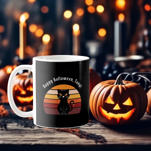 Stijlvolle Happy Halloween Black Cat Print Koffiemok