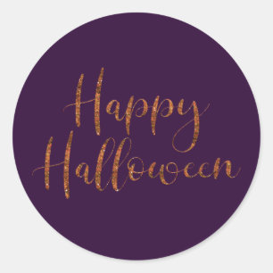 Stijlvolle Happy Halloween Sinaasappel Glitter Typ Ronde Sticker