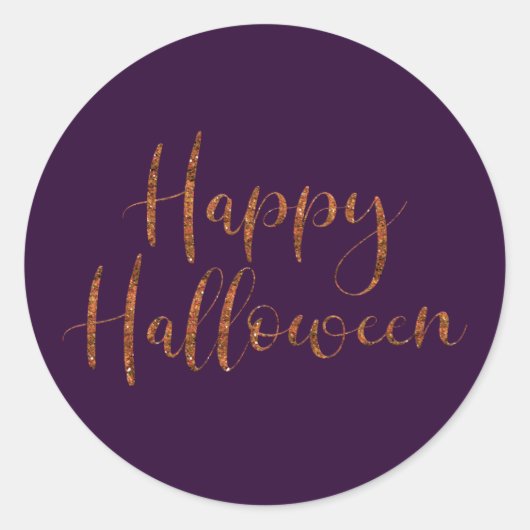 Stijlvolle Happy Halloween Sinaasappel Glitter Typ Ronde Sticker (Voorkant)