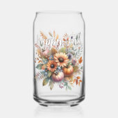 Stijlvolle Happy Herfst Pompoen Bloem Boeket Motie Blikvorm Glas (Voorkant)