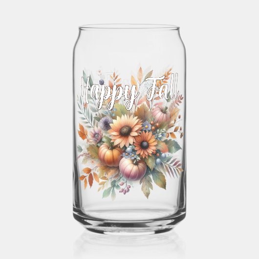 Stijlvolle Happy Herfst Pompoen Bloem Boeket Motie Blikvorm Glas (Achterkant)
