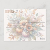 Stijlvolle Happy Herfst Pompoen Bloem Boeket Motie Briefkaart (Achterkant)