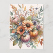 Stijlvolle Happy Herfst Pompoen Bloem Boeket Motie Briefkaart (Voorkant)