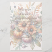 Stijlvolle Happy Herfst Pompoen Bloem Boeket Motie Briefpapier (Achterkant)