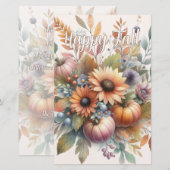 Stijlvolle Happy Herfst Pompoen Bloem Boeket Motie Briefpapier (Voorkant / Achterkant)