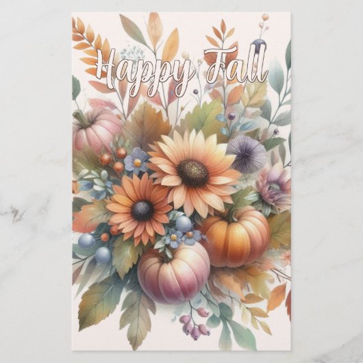 Stijlvolle Happy Herfst Pompoen Bloem Boeket Motie Briefpapier (Voorkant)