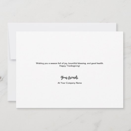 Stijlvolle Happy Thanksgiving Custom business logo Feestdagenkaart (Achterkant)