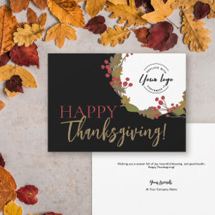 Stijlvolle Happy Thanksgiving Custom business logo Feestdagenkaart
