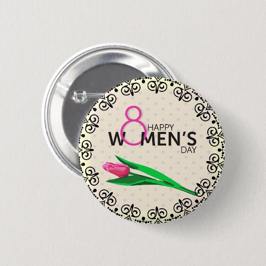 Stijlvolle Happy Womens Day Custom Size Button (Voorkant /achterkant)