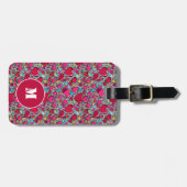 Stijlvolle harten in roze & rood. Gepersonaliseerd Bagagelabel (Voorkant horizontaal)