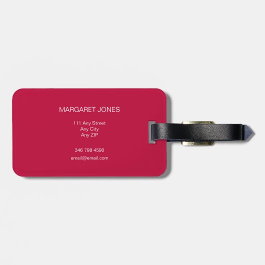 Stijlvolle harten in roze & rood. Gepersonaliseerd Bagagelabel (Achterkant horizontaal)