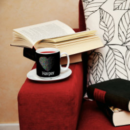 Stijlvolle hartnaam zwarte tweetone koffie-Mok Tweekleurige Koffiemok