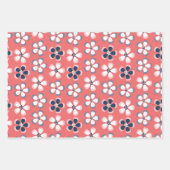 Stijlvolle Hawaiian Floral Pattern Cute Coral Navy Inpakpapier Vel (Voorkant 2)