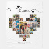 Stijlvolle Heart Photo Collage Love Script Fleece Deken (Voorkant)
