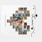 Stijlvolle Heart Photo Collage Love Script Fleece Deken (Voorkant (Horizontaal))