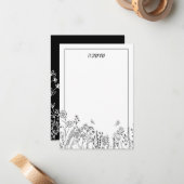 Stijlvolle Hebreeuwse Naam Floral Sketch Note Kaar Notitiekaartje (Voorkant / Achterkant in situ)