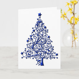Stijlvolle, hedendaagse elegante blauw kerstboom kaart