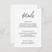 Stijlvolle hedendaagse script bruiloft details informatiekaartje (Voorkant / Achterkant)