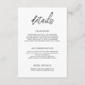 Stijlvolle hedendaagse script bruiloft details informatiekaartje (Voorkant)