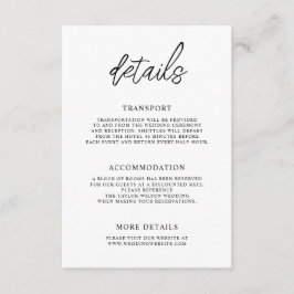 Stijlvolle hedendaagse script bruiloft details informatiekaartje