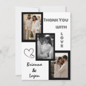 Stijlvolle hedendaagse zwart & wit bruiloft bedankkaart (Voorkant)