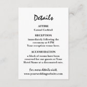 Stijlvolle hedendaagse zwart & wit bruiloft informatiekaartje (Voorkant)