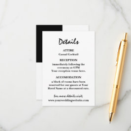 Stijlvolle hedendaagse zwart & wit bruiloft informatiekaartje