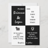 Stijlvolle hedendaagse zwart & wit bruiloft kaart (Voorkant)