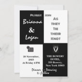 Stijlvolle hedendaagse zwart & wit bruiloft kaart (Voorkant)