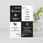 Stijlvolle hedendaagse zwart & wit bruiloft kaart (Staand voorkant)