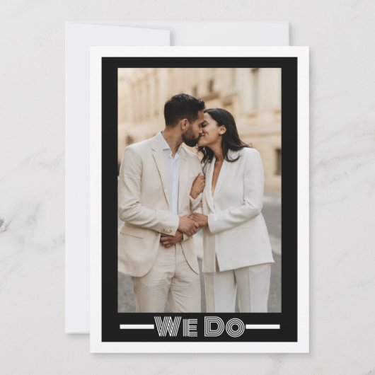 Stijlvolle hedendaagse zwart & wit bruiloft kaart (Achterkant)