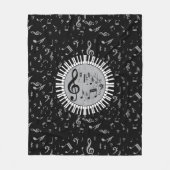 Stijlvolle hedendaagse zwart wit en grijs cirkel fleece deken (Voorkant)