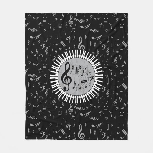 Stijlvolle hedendaagse zwart wit en grijs cirkel fleece deken (Voorkant)