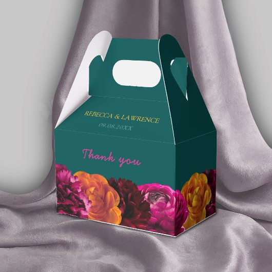 Stijlvolle helder groen gele bloemen bruiloft deta bedankdoosjes