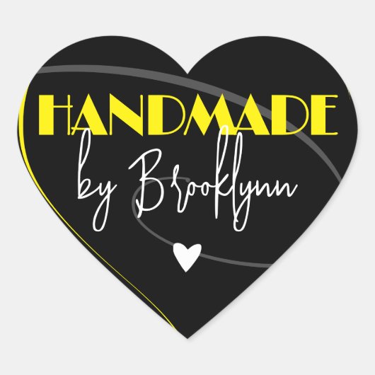 Stijlvolle heldere gele handgemaakte liefdeshart hart sticker (Voorkant)
