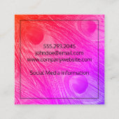 Stijlvolle, heldere Peacock Feathers Vierkante Visitekaartje (Achterkant)