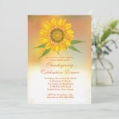 Stijlvolle herfst Zonnebloem Thanksgiving Uitnodig Kaart (Staand voorkant)
