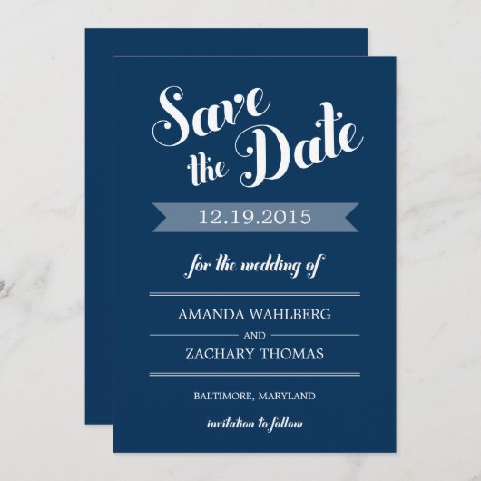 Stijlvolle herinnering bruiloft Opslaan Datum Kaar Save The Date (Voorkant / Achterkant)