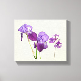 Stijlvolle hete paarse iris bloemen digitale beeld canvas afdruk