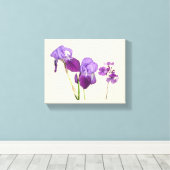 Stijlvolle hete paarse iris bloemen digitale beeld canvas afdruk (Insitu (Houten vloer))