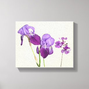 Stijlvolle hete paarse iris bloemen digitale beeld canvas afdruk