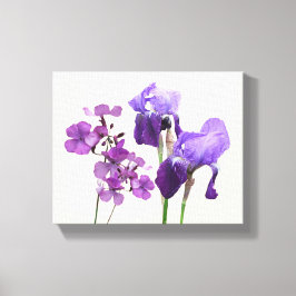 Stijlvolle hete paarse iris bloemen digitale beeld canvas afdruk