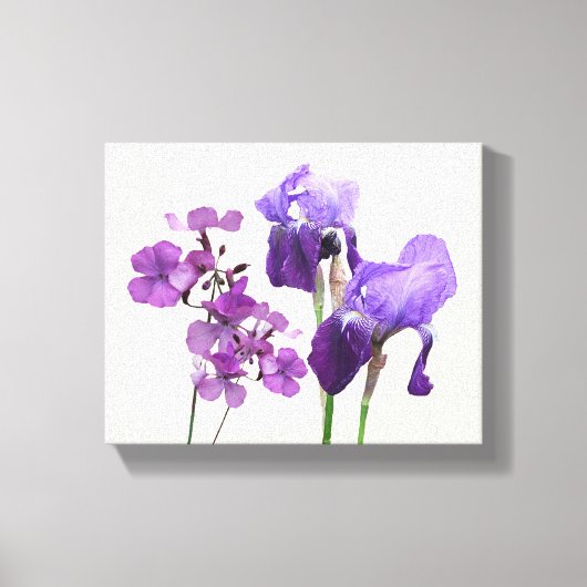 Stijlvolle hete paarse iris bloemen digitale beeld canvas afdruk (Voorkant)