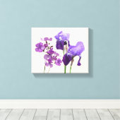 Stijlvolle hete paarse iris bloemen digitale beeld canvas afdruk (Insitu (Houten vloer))
