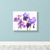 Stijlvolle hete paarse iris bloemen digitale beeld canvas afdruk (Insitu (Houten vloer))