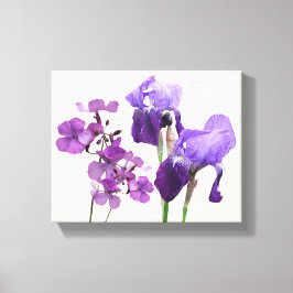 Stijlvolle hete paarse iris bloemen digitale beeld canvas afdruk