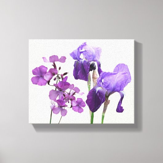 Stijlvolle hete paarse iris bloemen digitale beeld canvas afdruk (Voorkant)