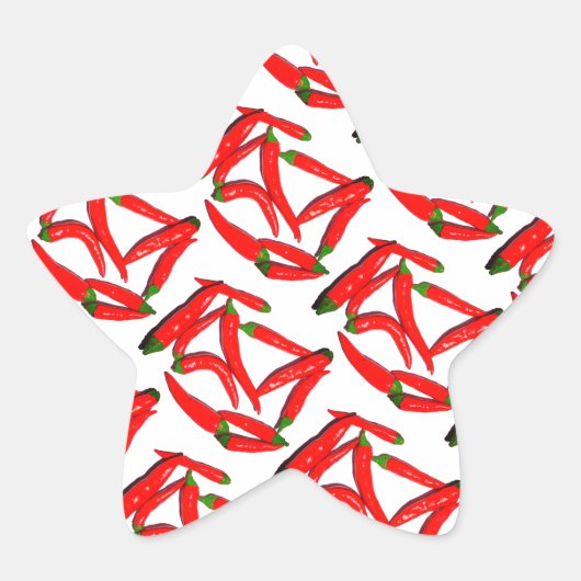 Stijlvolle Hete Pittige Rode Groene Chilipeper Ster Sticker (Voorkant)