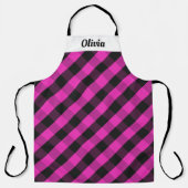 Stijlvolle hete roze ruit aangepaste naam moderne schort (Voorkant)