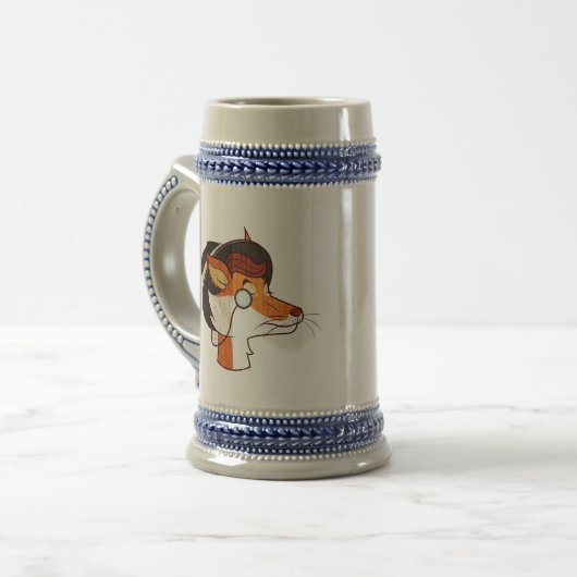 Stijlvolle hipster Fox Beer Stein Bierpul (Voorkant links)